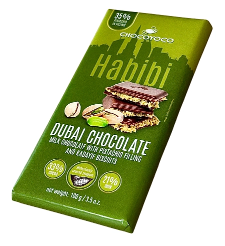 Dubai ml.čoko 100g (20) s pistáciemi a kadayif