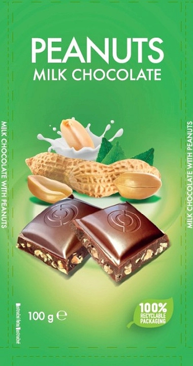 S-ChocoYoco Mléčná čokoláda.Arašídy 100g (46)